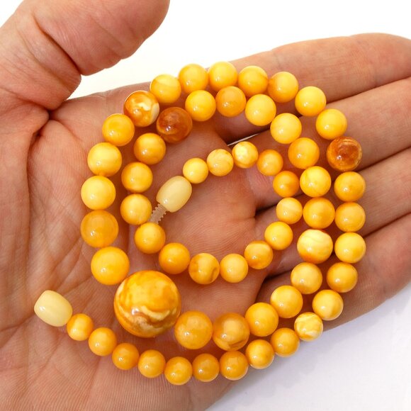 100% NATURAL Handmade Butterscotch Amber Necklace, Real Amber Bead Jewelry - Picture 5 of 6